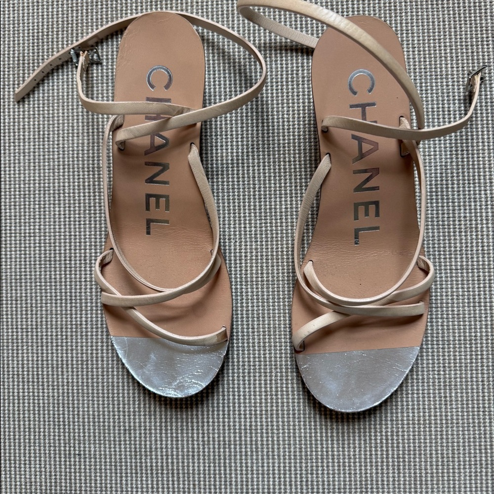 Chanel strappy sandals beige 38 1/2